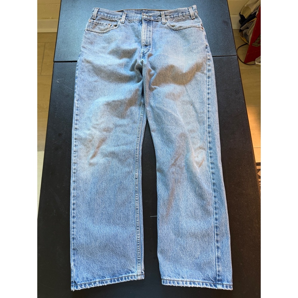 Levis 505 Regular Fit Straight Leg Jeans Light Wash Denim Mens 38x30